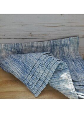 Set Of 6 Blue White Fabric Placemats Textured Cotton Blend Casual Dining Coastal